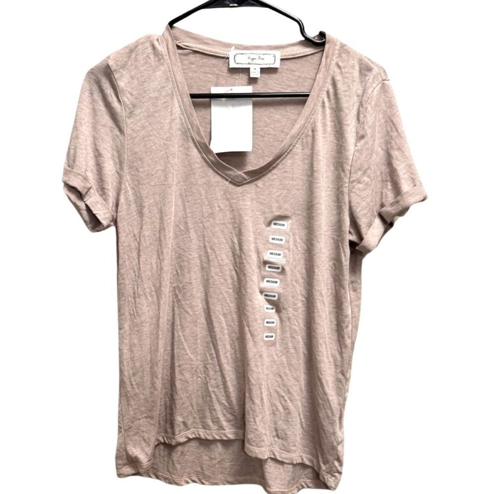 Hippie Rose Tan Khaki V- Neck women’s shirt size M
